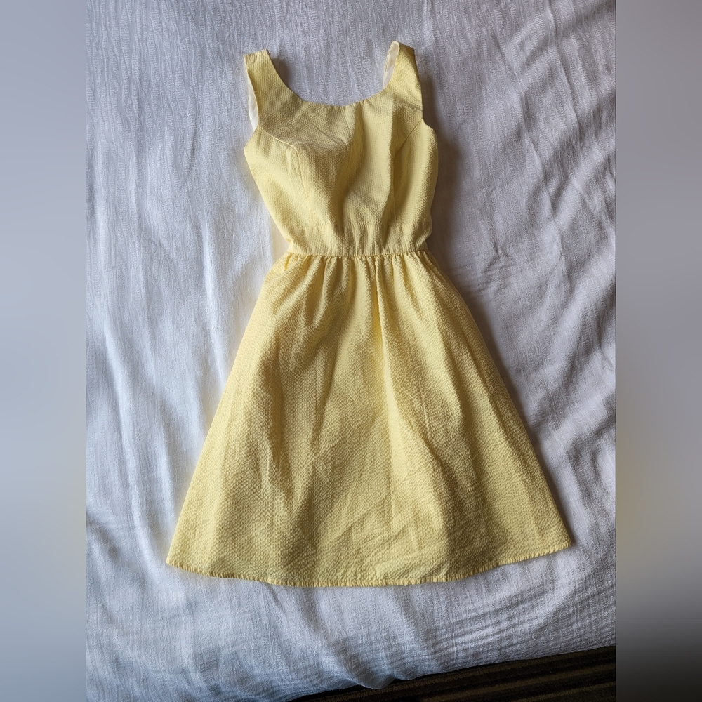Lauren James Yellow Textured Midi Dress